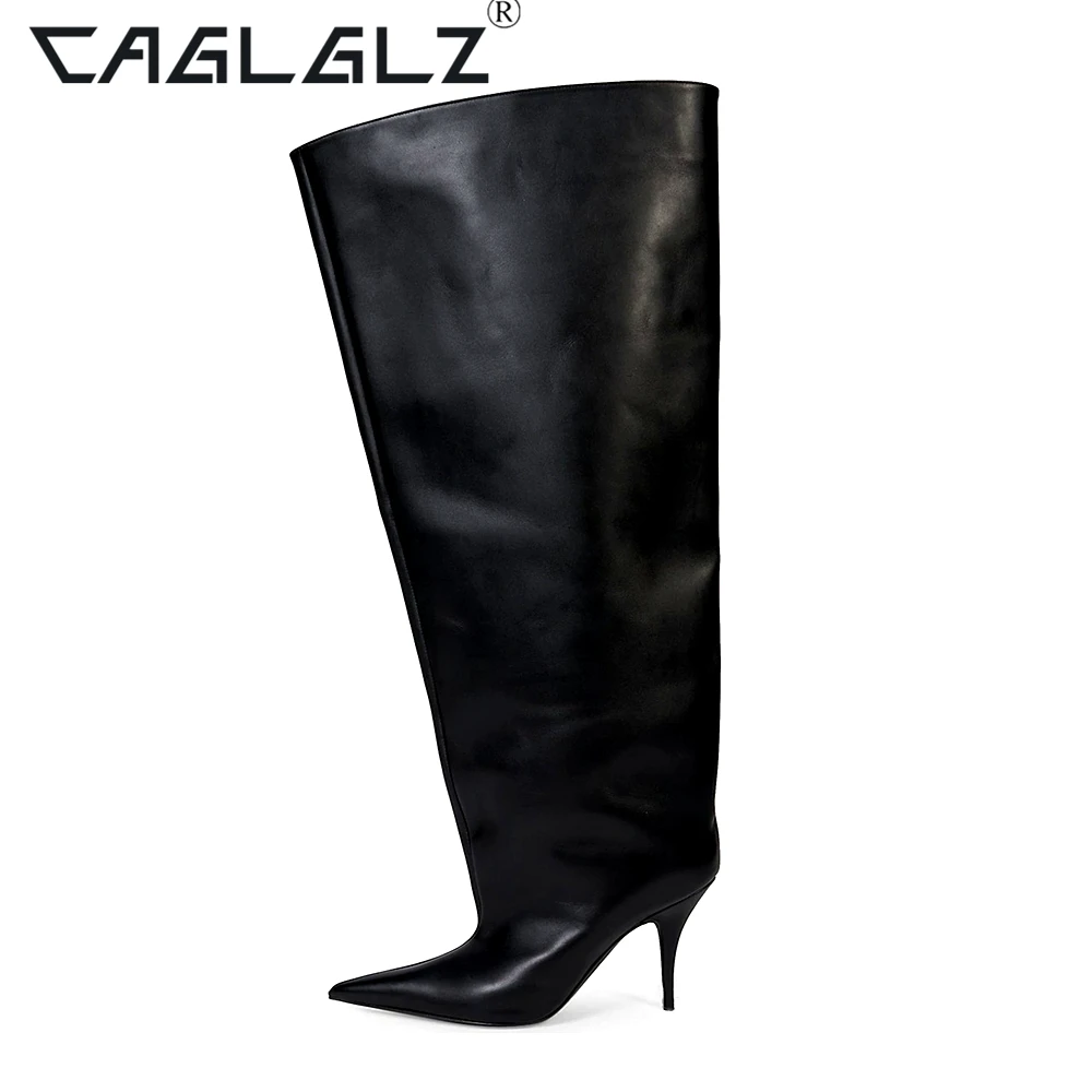 2023 CAGLGLZ Women's Over Knee Thigh Fashion Banquet Silver Sexy Free Shipping Promotion 34-46 Large Heels shoes for women