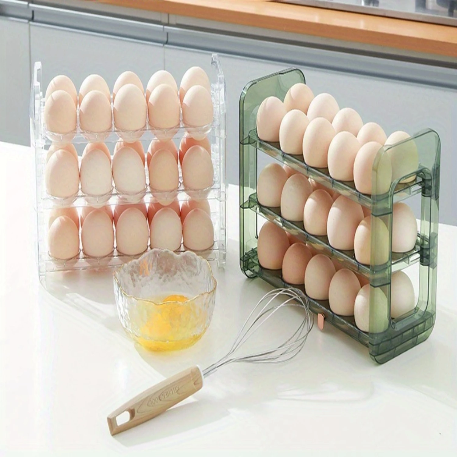 Двухуровневый Штабелируемый органайзер для яиц-поднос боковой двери