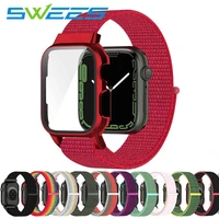 casestrap nylon bracelets for apple watch iwatch case strap metal protector for apple serie 3 4 5 se 6 7 bumper correa band