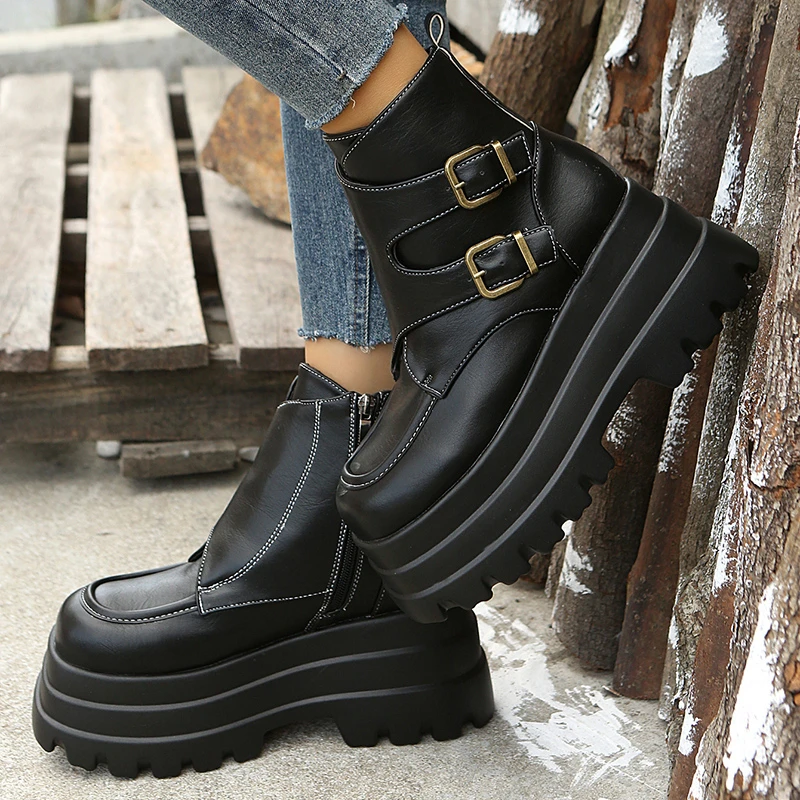 

2023 New Luxury Women's Boots Sexy Black Winter Punk Over Knee Fashion Lacquer Banquet Nightclub Elastic Thick Sole Biker Boots1