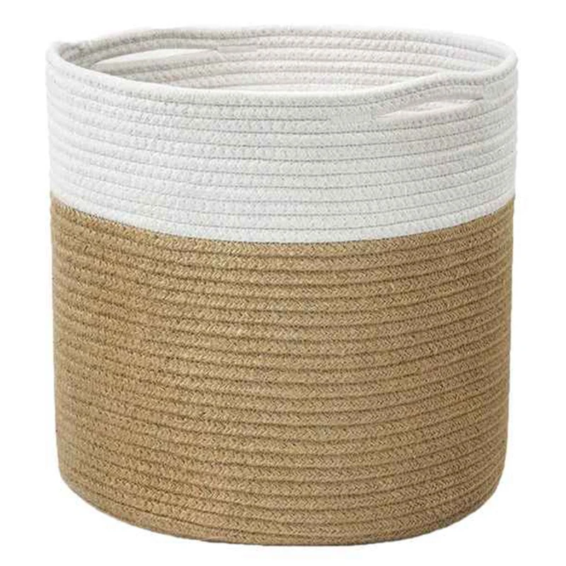 

Hand-Woven Storage Basket Cotton Rope Art Storage Bucket Simple Desktop Container Home Decoration Garden Flower Planter