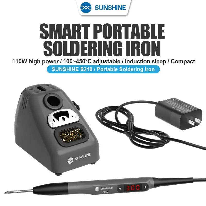 SUNSHINE S210 LED Smart Portable Soldering Iron 110W high power 100~450℃ adjustable Universal C210 series soldering iron tips