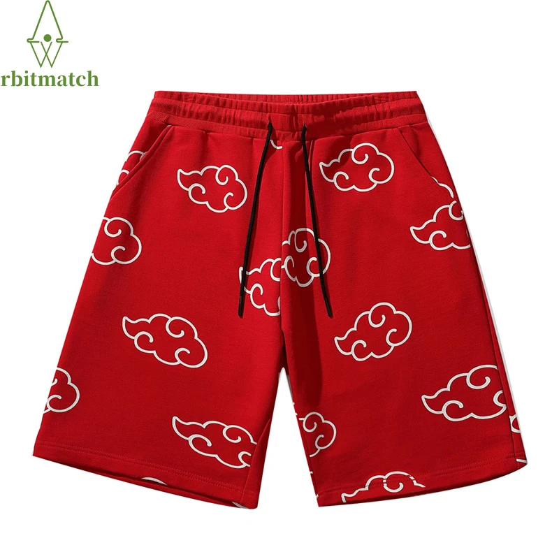 

Summer Shorts Japanese Style Clouds Print Short Sweat Pants Harajuku Men Hip Hop Casual Jogging Pockets Short Pants Streetwear