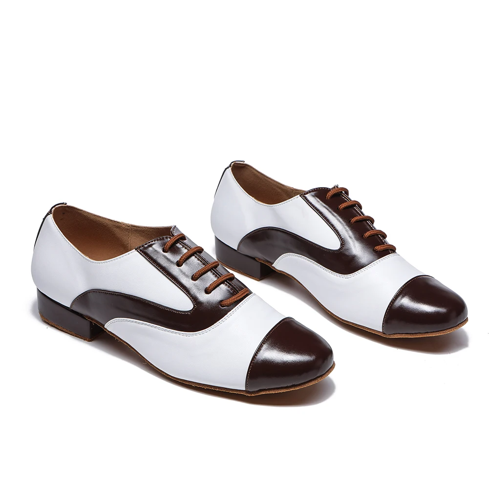 DKZSYIM New Latin Dance Shoes Men Adult Professional Salsa dance Shoes Genuine Leather Plus Size Low Heel Ballroom Tango Shoes