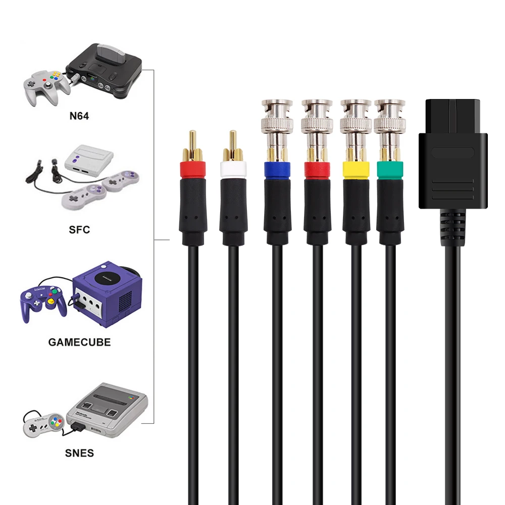 RGB/RGBS RCA Cable For NGC/N64 /SFC/SNES Composite Cable Game Console Accessories