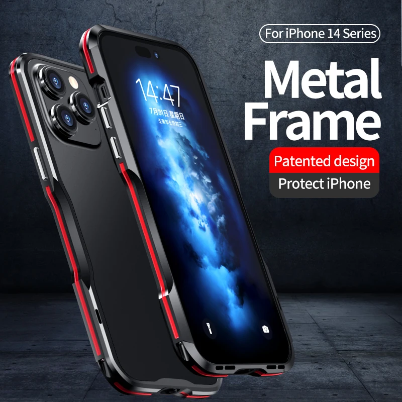 

Luphie Metal Frame For iphone 14 13 12 11 Pro Max Aluminum Alloy Case Bumper 12 13 Mini X Xs XR SE2020 7 8 Plus Shockproof Cover