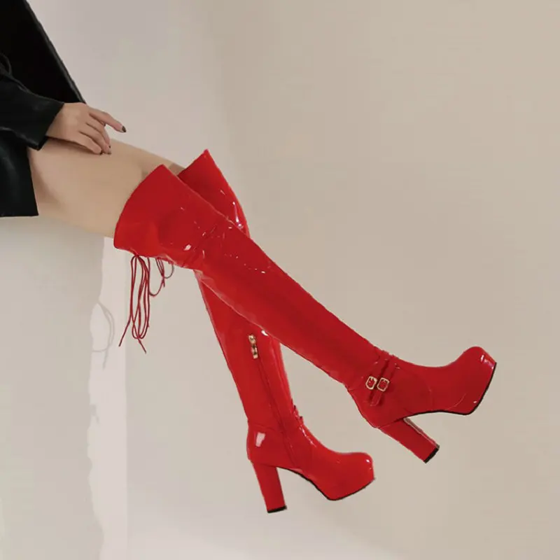 Пикантные Клубные свадебные ботинки QPLYXCO из лакированной искусственной кожи на