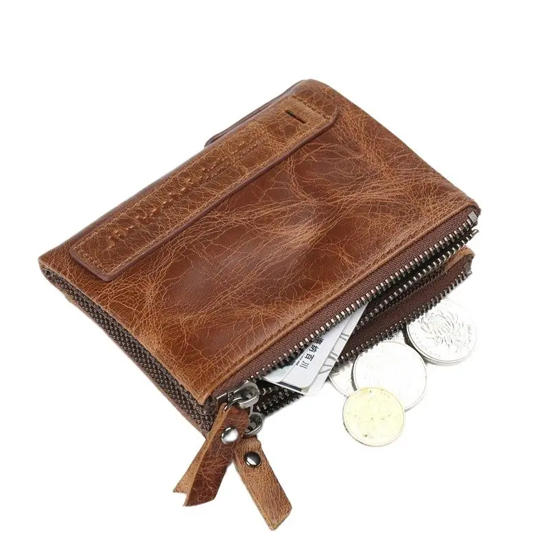 

JINBAOLAI New Genuine Crazy Horse Cowhide Leather Mens Wallet Short Coin Purse Small Vintage Wallets Brand High Quality Designer