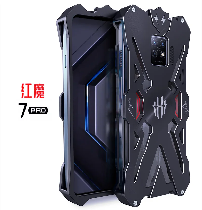 Luxury Thor Punk Aluminum Bumper Metal Shockproof Armor Defender Case For Red Magic 7s 7 Pro 5G Shockproof Heavy Duty Cover