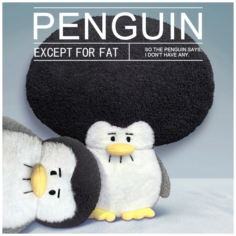 Cute Afro Penguin Doll Stuffed Animal Funny Cubby Furry Big Head Fat Penguin Plush Toy Soft Appease Gifts For Child Girl
