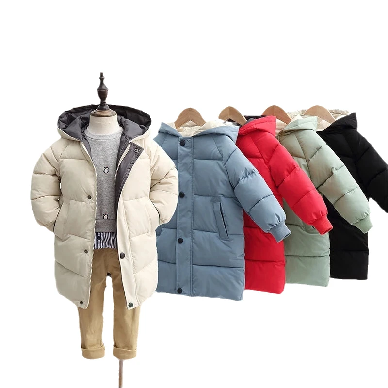 

Children's Down Coat Winter Teenage Baby Boys Girls Cotton-padded Parka Coats Thicken Warm Long Jackets Toddler Kids Outerwear