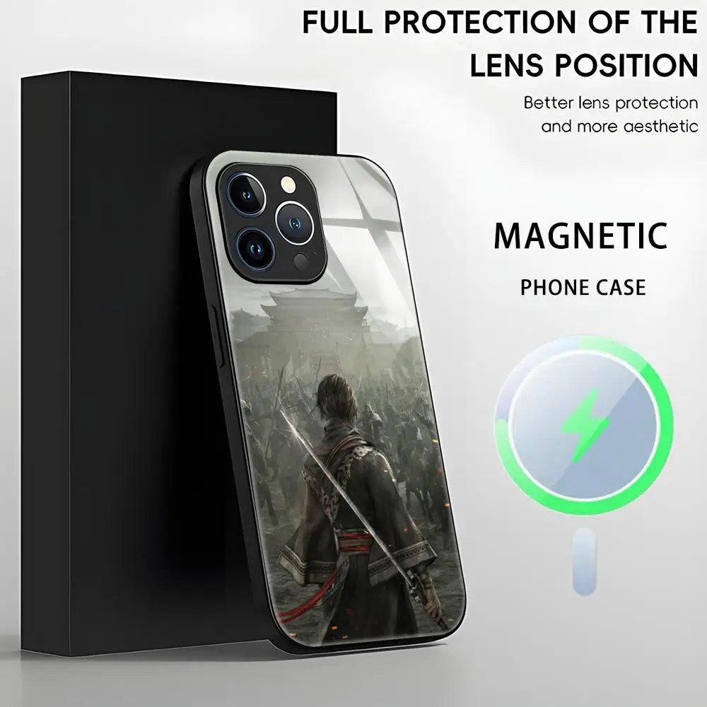 Фото Чехол для телефона Dynasty Warriors Origins для iPhone 16 15 14 13 12 11 X XR XS 8 Plus Mini Pro Max, стеклянный магнитный чехол №5