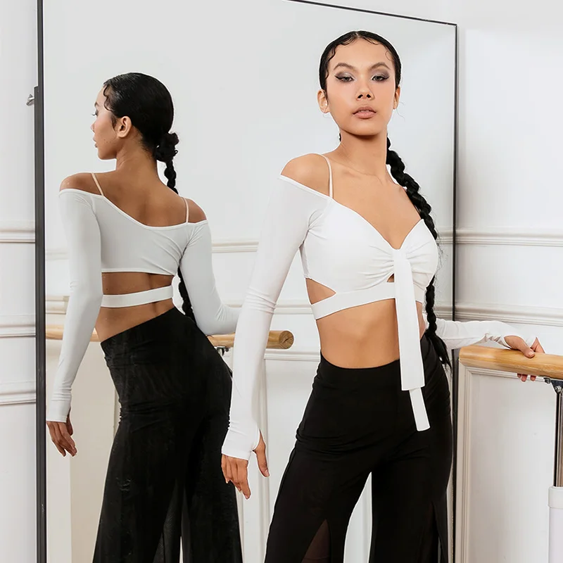 Сексуальный топ с одним воротником и длинными рукавами костюм для латинских