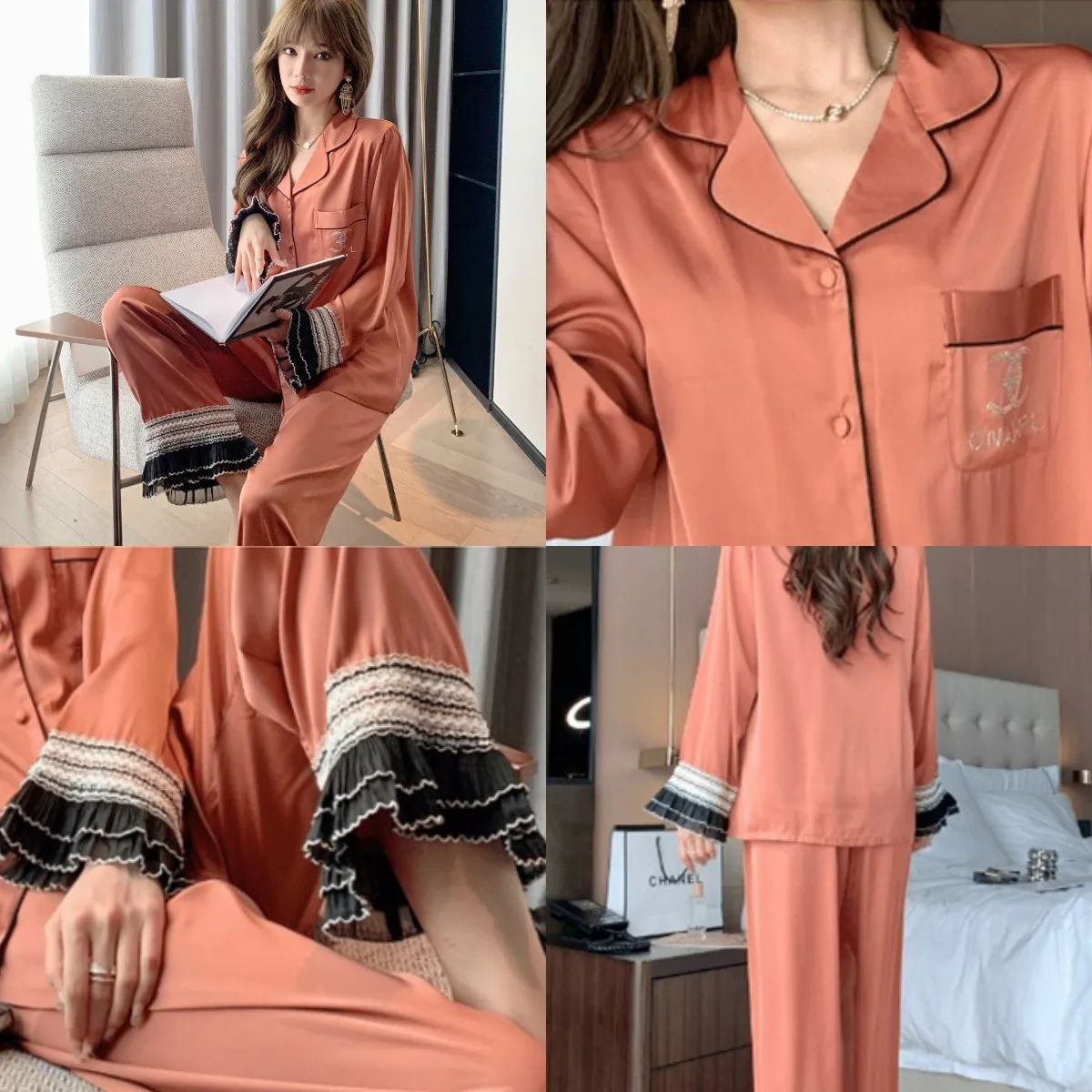 Пижамный комплект Daeyard Женский роскошная стильная одежда для сна кружевные брюки