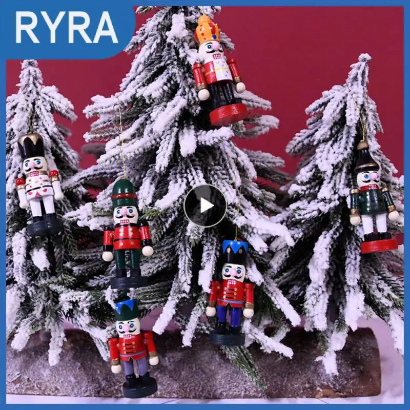 

/set Desktop Ornaments Christmas Doll Soldier Wood Decoration Handcraft Puppet New Year Gift Walnuts Miniature Figurines