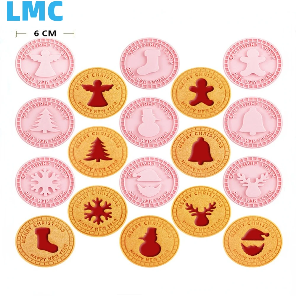 

LMC Round Christmas Cookie Cutter Snowflake Gingerbread Hollow Chocolate Sauce Jam Filled Biscuit Fondant Molds Cake Decors