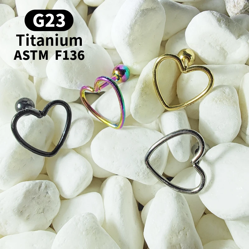Серьги-гвоздики из титана в форме сердца маленькие серьги с шариками для женщин и