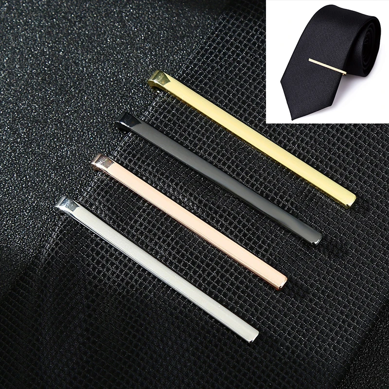 

New Simple Fashion Style Tie Clip for Men Metal Gold Tone Simple Bar Clasp Practical Necktie Clasp Tie Pin for Mens Gift