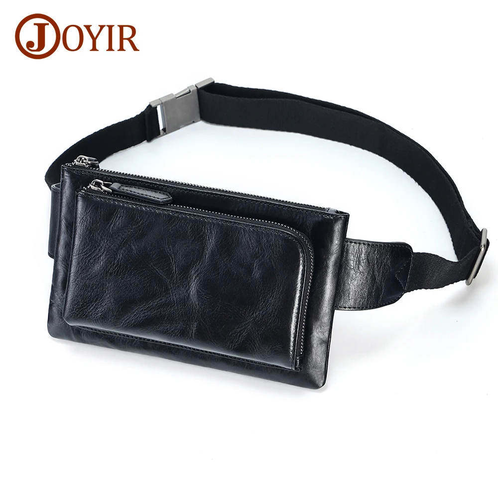 JOYIR Genuine Leather Fanny Pack Chest Waist Bag for Men Women Casual Belt Pouch Sling Bag Waist Pack for Hiking Running Travel