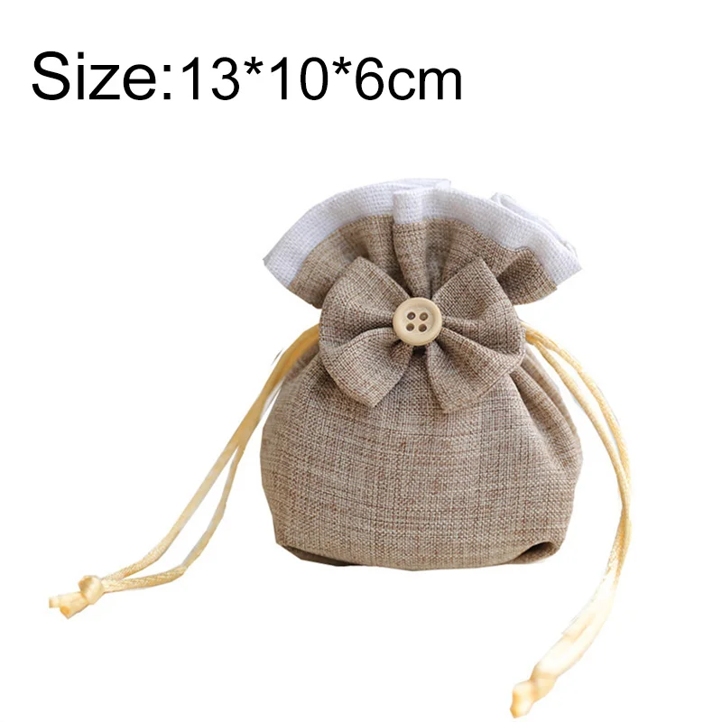 7Colors Empty Big Bow Button Drawstring Gift Bags Jewelry Candy Sachet Cosmetic Packaging Storage Pouch Wedding Party Decoration images - 6