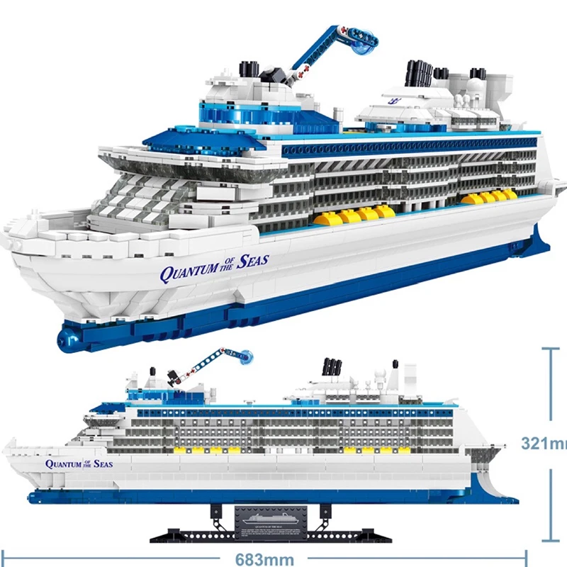

2428PCS Mini Particle Bricks City Cruise Liner Building Blocks Assemble Toys Big Ship Ocean Liner White Boat For Kids Boy