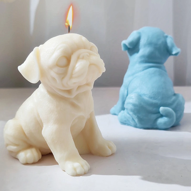 

3D Bulldog Candle Silicone Mold Cartoon Puppy Soap Resin Plaster Making Mould Chocolate Cake Ice Baking Tool Desk Decor Pet Gift