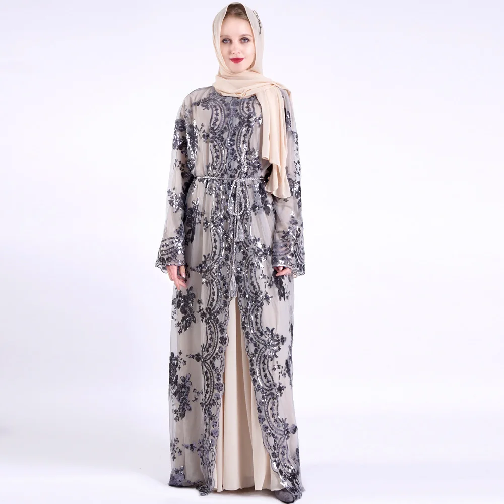 

Ukuran Panjang Kimono Mujer Open Abaya Seksi Dubai Abaya Muslim Wanita Bordir Chiffon Mesh Cardigan Blus Roupas Feminina Pakaian