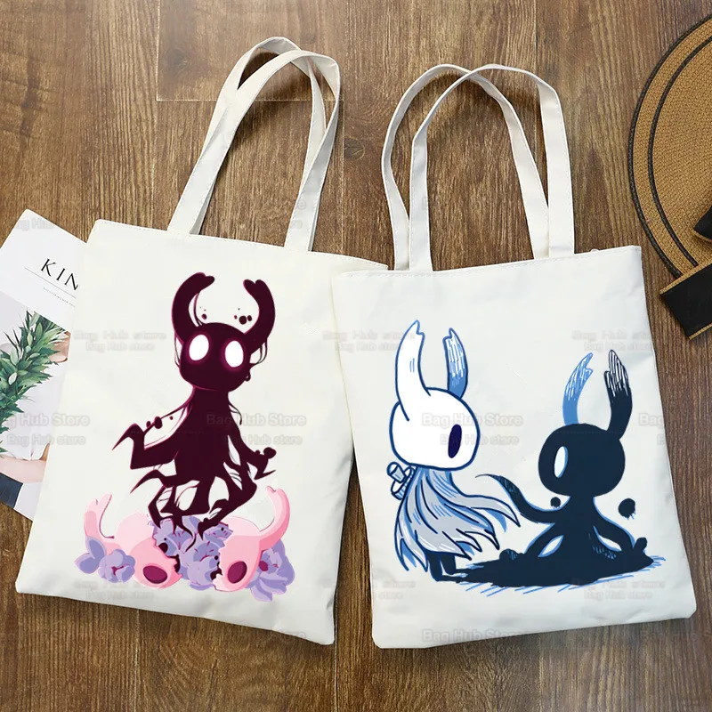

Hollow Knight Arrives Art Canvas Bag Totes Simple Print Game Hollow Crew Team Shopping Bags Girls Life Casual Pacakge