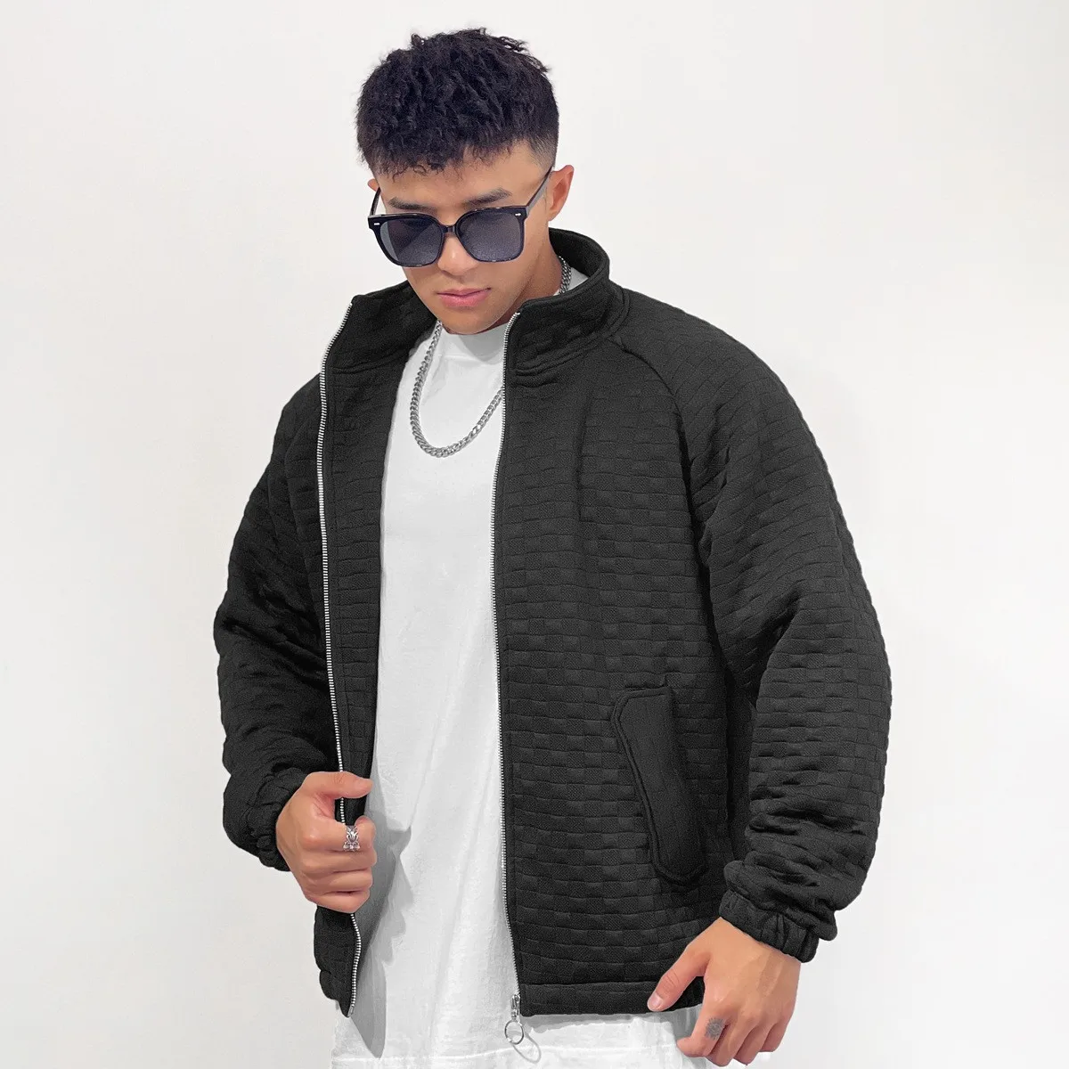 

Осенне-зимняя мужская куртка на молнии, Повседневная модная верхняя одежда, пальто, черные клетчатые топы, пальто, Мужская Уличная одежда, теплая одежда, спортивная одежда
