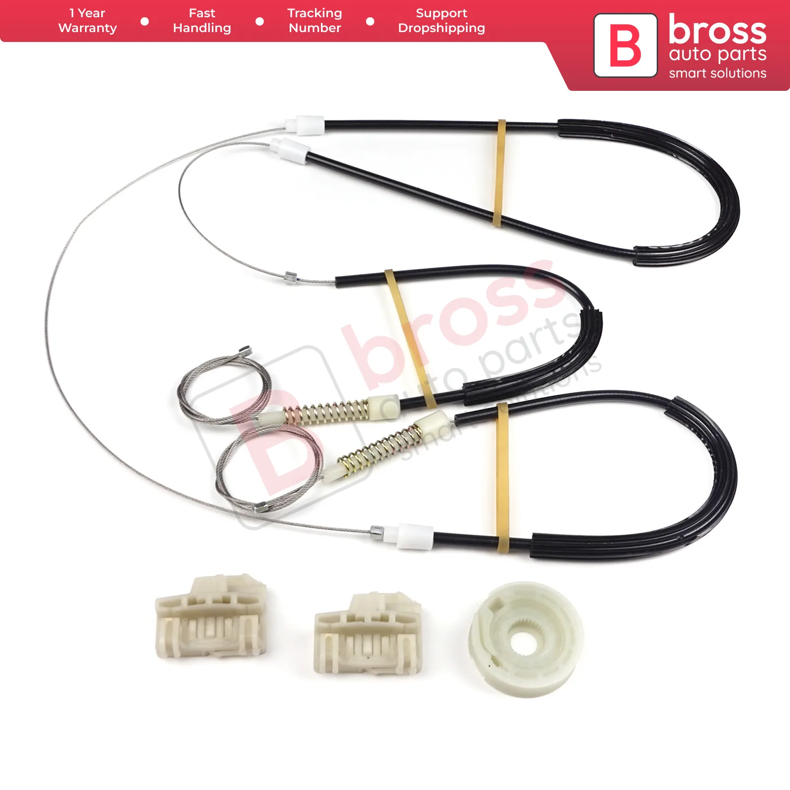 

Bross Auto Parts BWR243 Electrical Power Window Regulator Repair Kit Front Right Door for VW Polo MK3 6N Hatchback 1994-1999