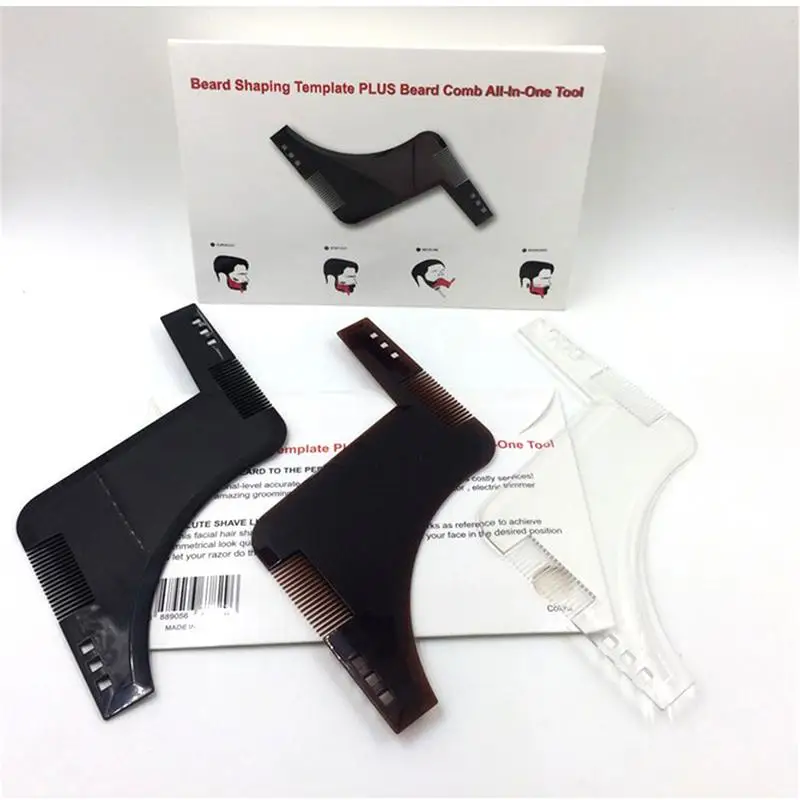 

1pcs New Men Beard Shaping Styling Template Comb Transparent/Black Men's Beard Combs Beauty Tool For Hair Beard Trim Models