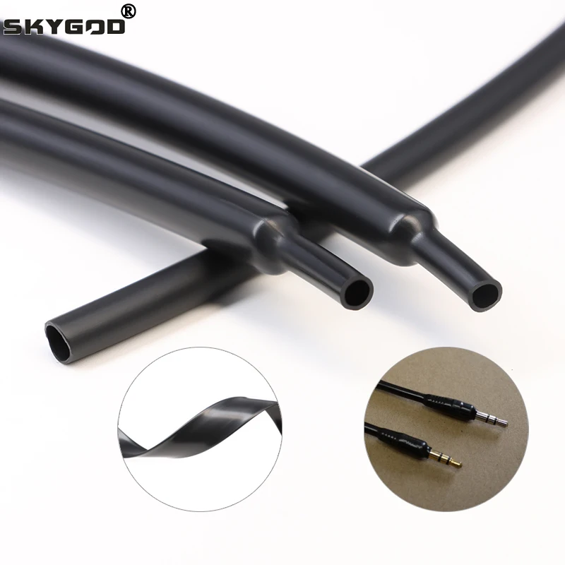 

Гибкая черная блестящая термоусадочная трубка 1 ~ 50 м, диаметр 2:1, 1 мм ~ 20 мм, кабельный рукав, профессиональная защита для линии наушников, провод