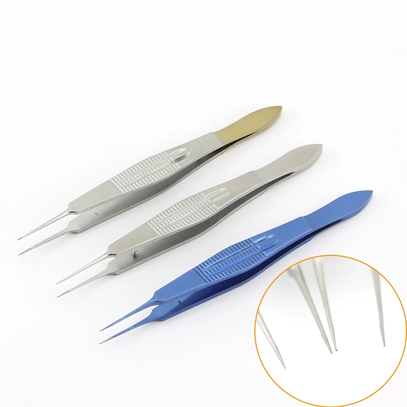 Ophthalmology Double Eyelid Cosmetic Fat Tweezers Microforceps Dovetail Type Toothed Platform Tissue Clamp 11cm