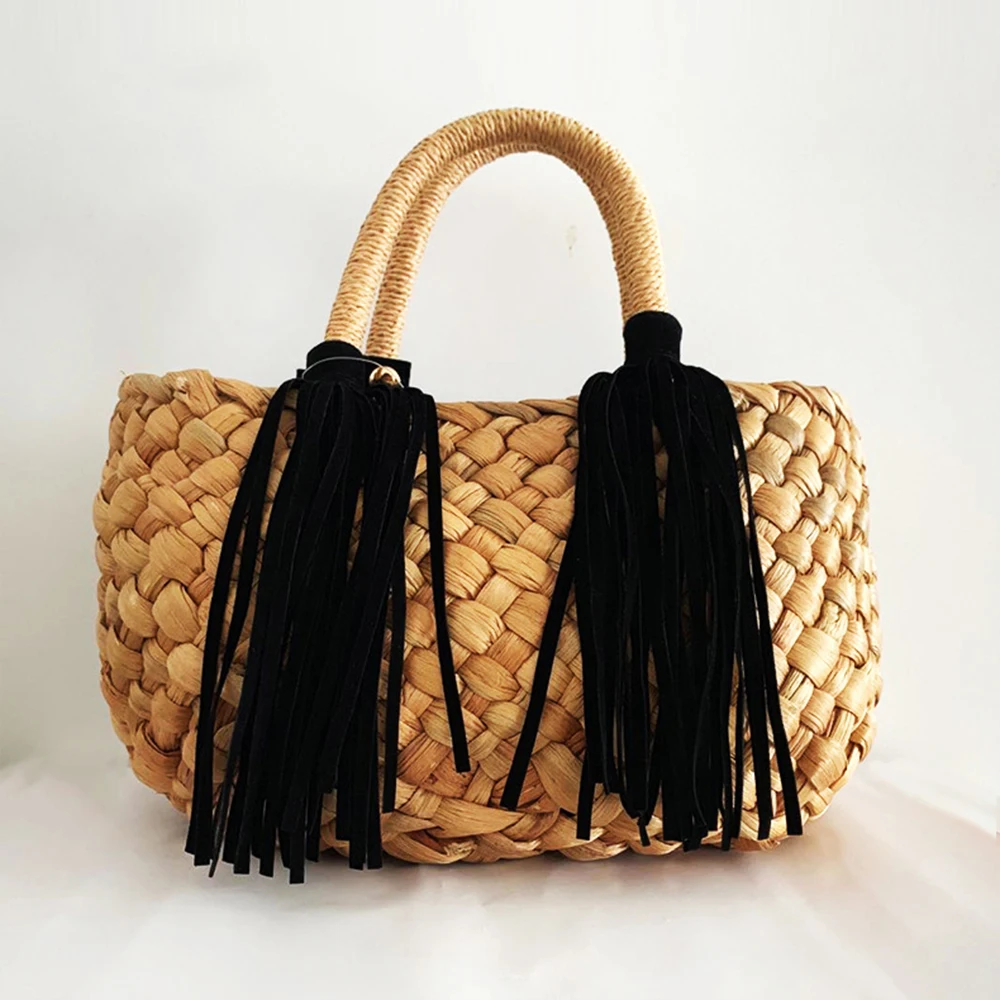 

Bohemian Woven Straw Bags for Women Handbags Summer Tassel Beach Basket Bag 2022 Designer Bag Small Rattan Tote Purses Clutch