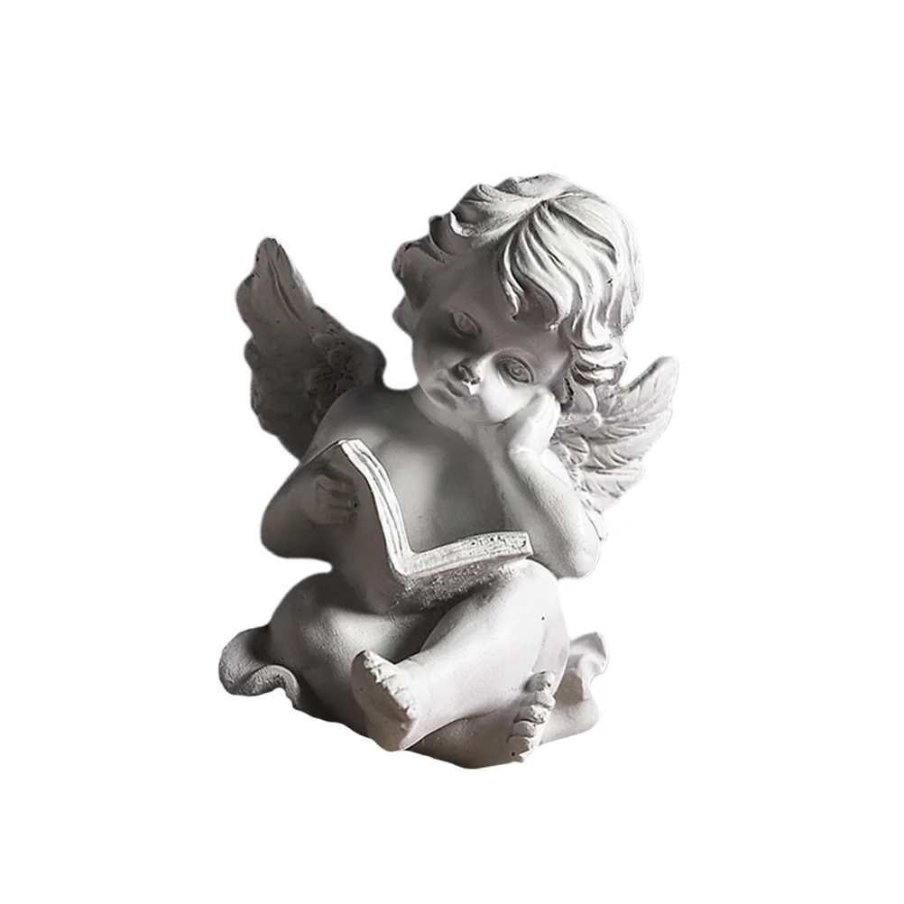 

Angel Statue Garden Figurine Sculpture Resin Ornament Cherub Decor Praying Figurines White Little Baby Statues Angels Reading