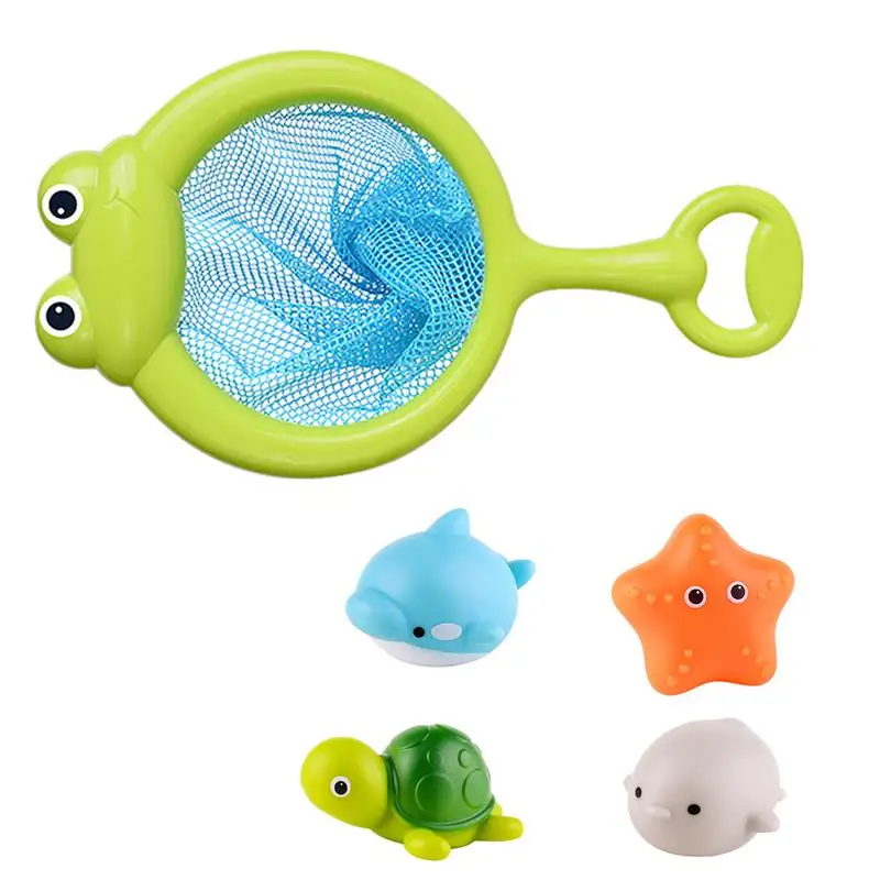 

Baby Bath Toys Finding Fish Game Toys For Kids Soft Bathroom Play Animals Bath Figure Toy With Fishing Net For Toddlers Children