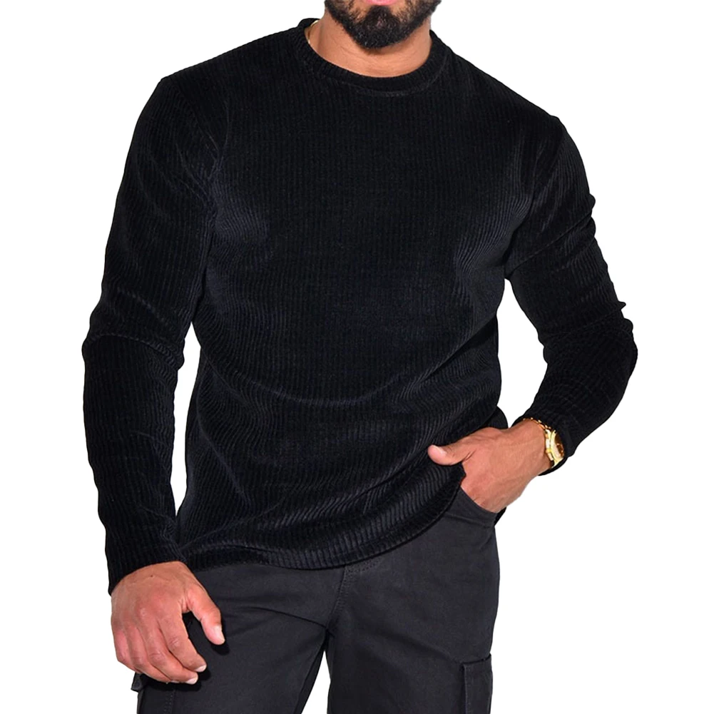 

Fashion Men's Pullovers Autumn Winter Solid Color Casual O Neck Sweatshirts Corduroy Long Sleeve Tops Clothing For Male