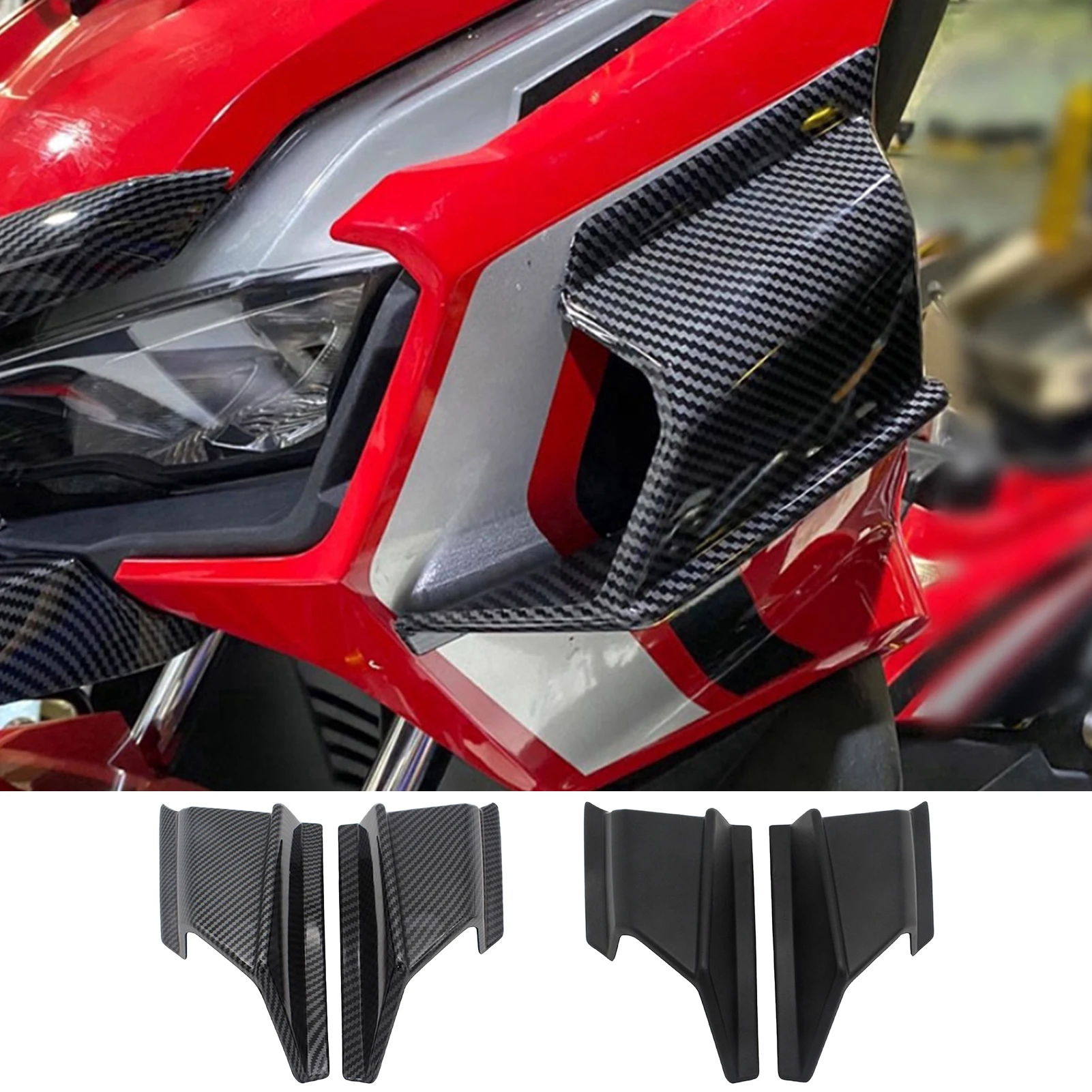 

Motorcycle Front Side Spoiler Carbon Fiber Side Wing Fixed Wind Wing Deflector Fairing Accessories For Adv150 2019-2020