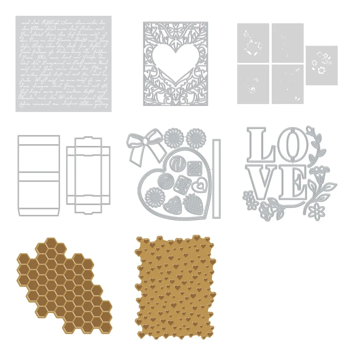 

Honeycomb Love Bow February 2023 Release Metal Cutting Dies Stencil Hot Foil Scrapbook Diary Decoration Embossing Template Diy