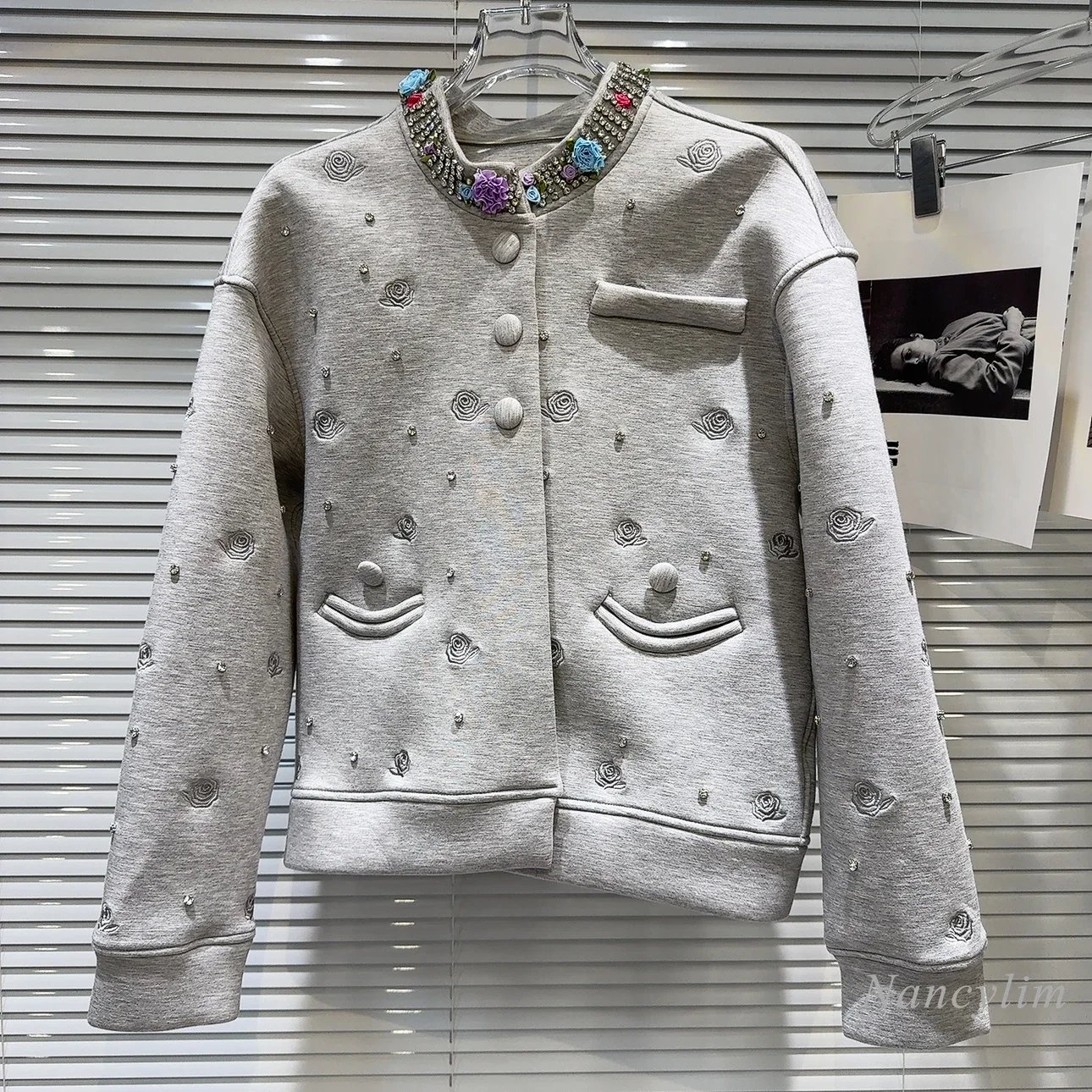 Осенний Новый цветной цветочный бриллиантовый воротник тисненый космический