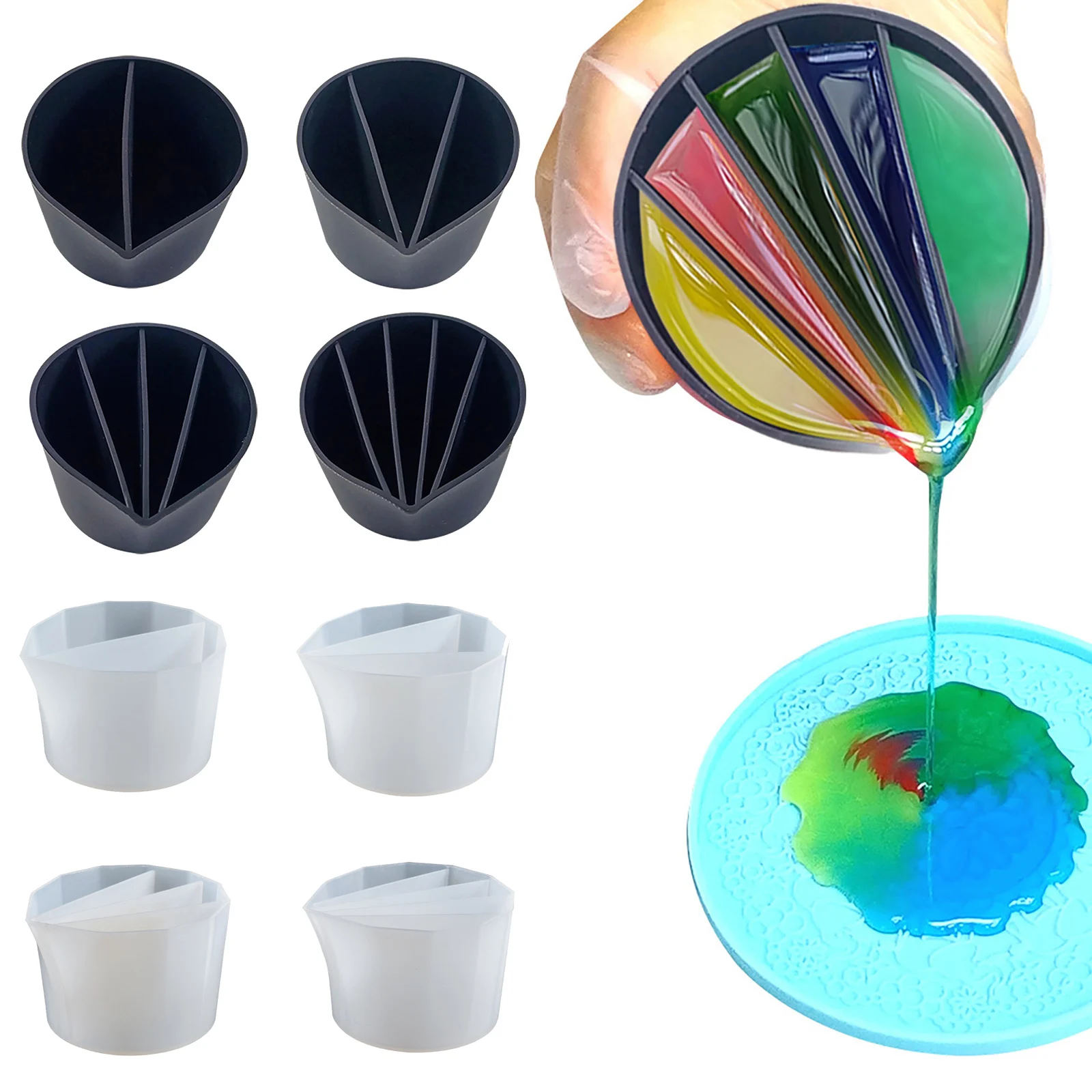 

Black 2/3/4/5 Channels Paints Pouring Cup Split Color Mixing Cup Acrylic Paint Cup Color Dividers Painting Tools Art Accessories