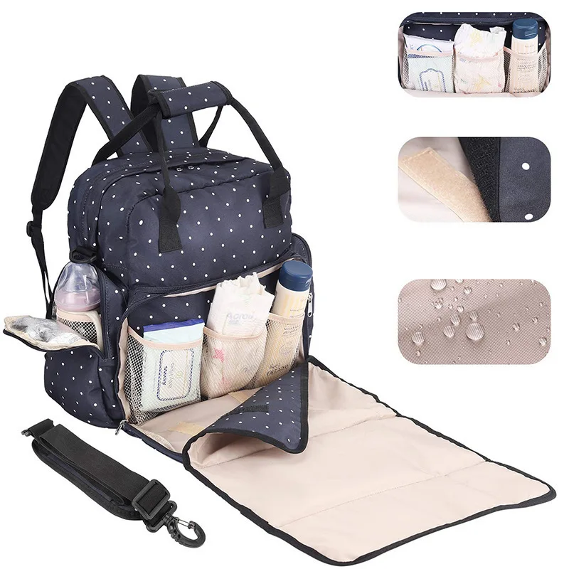 Diaper Bag Baby Cot Shoulder Mommy Bag Polka Dot Single Shoulder Mommy Bag Waterproof Multi-function Large-capacity Outing