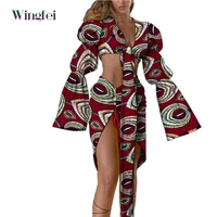 sexy african clothes for women 2 pcs set africa traditional print crop top and short skirt dashiki women outfit club wear wy9649