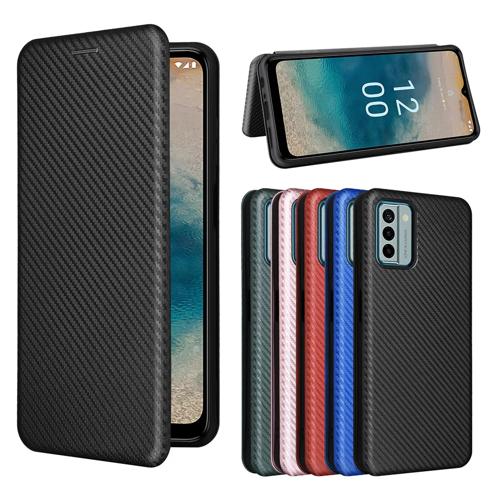 Для Nokia C22 C32 G22 G42 Чехол Роскошный флип-чехол из углеродного волокна с магнитной