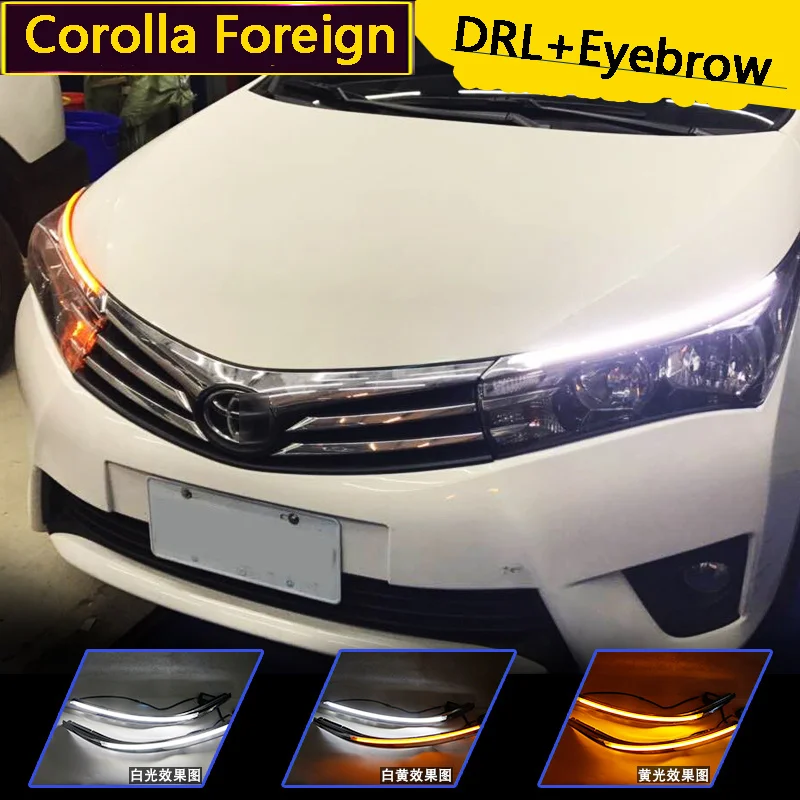 

Car Headlight LED Eyebrow Daytime Running Light DRL With Yellow Turn Signal Light For Toyota Corolla 2014-2016 9600Lm