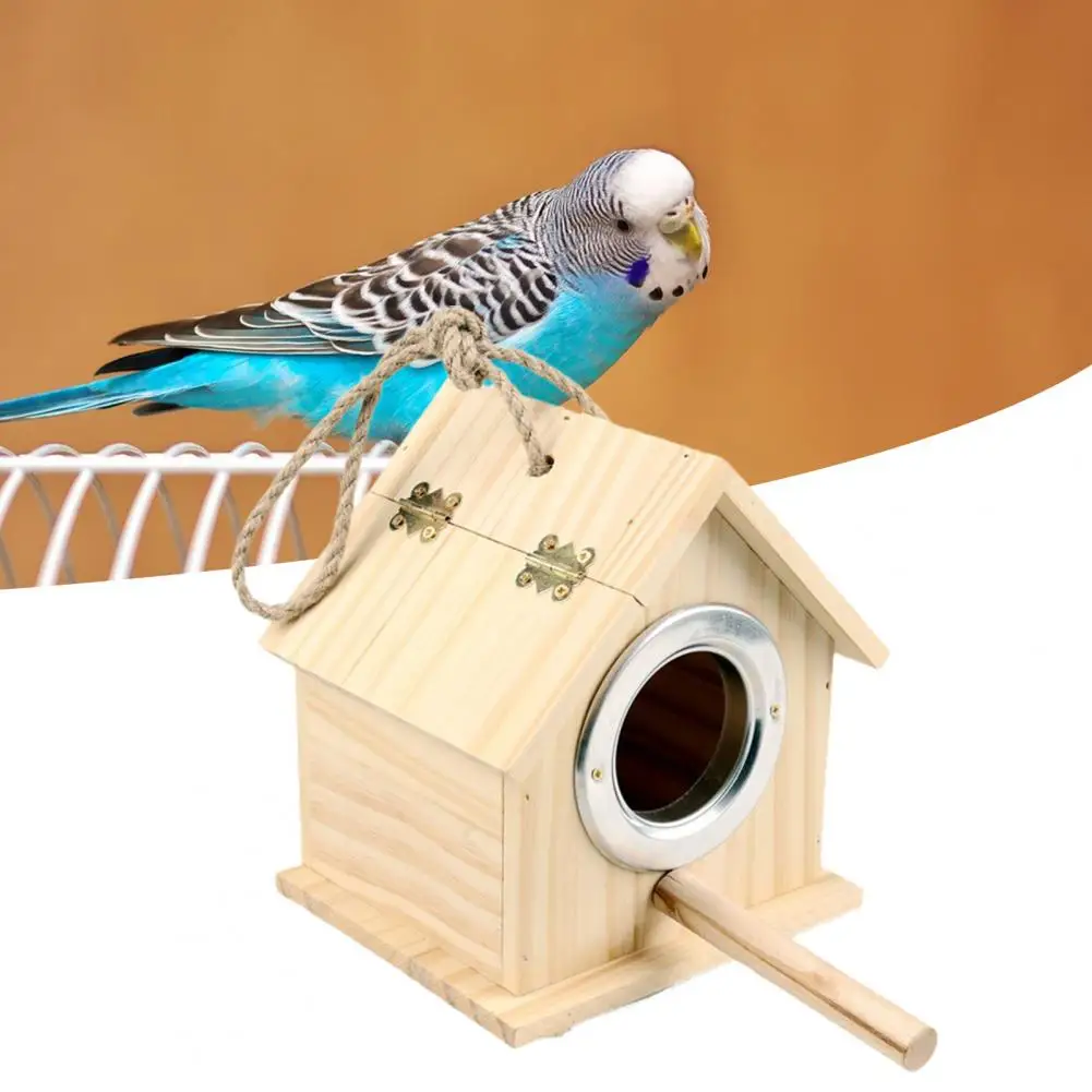 

Деревянный домик для птиц, привлекательный, вместительный, устойчивый к трещинам деревянный подвесной домик для птиц, товары для птиц