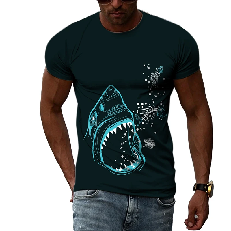 

Ocean Shark T-Shirt Men's 3D Printed Casual Shirt Hip Hop Harajuku Round Neck Short Sleeve Summer Fashion Oversized Shirt