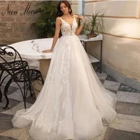 sexy wedding dresses for womens v neck lace appliques bridal gown spaghetti straps bride dress 2022 backless vestido de novia