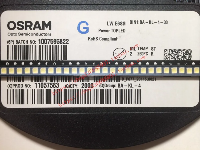 

100 шт./Osram LWE6SG 3528 четырехногие 3 Положительные 1 отрицательные общие подсветки yin 6500K положительсветодиодный белые светодиодные лампы