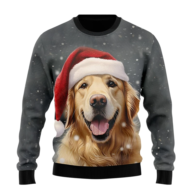 Уродливый рождественский свитер с собакой для мужчин снежная ночь женский